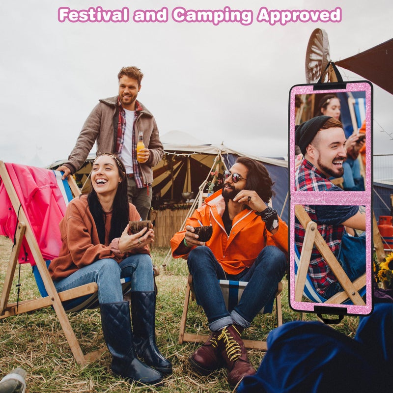 LPHUMEX Glitter Purple Folding Full Length Mirror, 13x33 inch Foldable Travel Body Mirror for Dance, Festivals, Fair Booth - Image 4