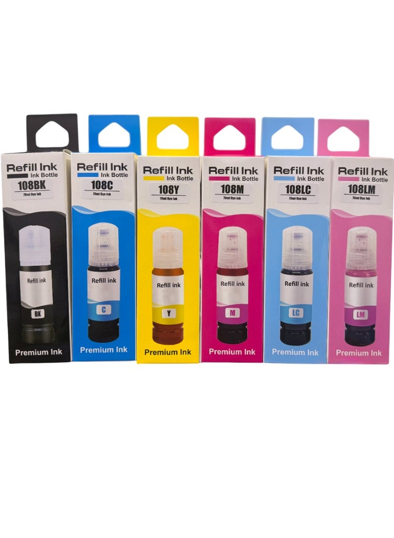 Refill 6 Colors set 108 Ink Refill for epson L8050 L18058 ET-18100 L18050 Printers T09C C13T09C14A Water Based Bottle - Image 4