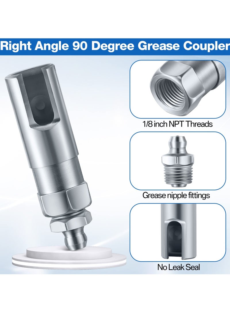 Excefore Grease Gun Coupler with 1/8 inch NPT Threads, Push on Slotted Right Angle 90 Degree Grease Coupler Fits Standard 1/8 inch NPT Grease Hoses, 2.1 Inch Length  - Image 3