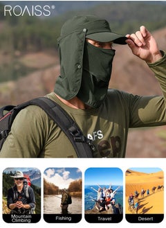 roaiss Detachable Fishing Hat with Shawl and Face Cover UPF 50+ Anti-UV Soft Foldable Breathable Quick-Drying Sun Hat for Men & Women Adjustable Size Hiking Climbing Outdoor Baseball Cap  - Image 5