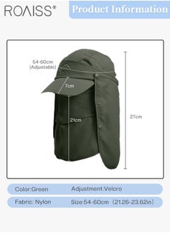 roaiss Detachable Fishing Hat with Shawl and Face Cover UPF 50+ Anti-UV Soft Foldable Breathable Quick-Drying Sun Hat for Men & Women Adjustable Size Hiking Climbing Outdoor Baseball Cap  - Image 2
