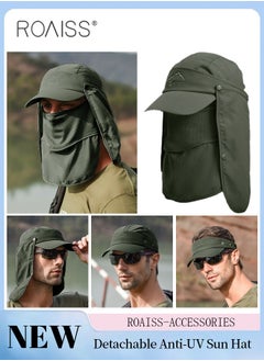roaiss Detachable Fishing Hat with Shawl and Face Cover UPF 50+ Anti-UV Soft Foldable Breathable Quick-Drying Sun Hat for Men & Women Adjustable Size Hiking Climbing Outdoor Baseball Cap  - Image 1