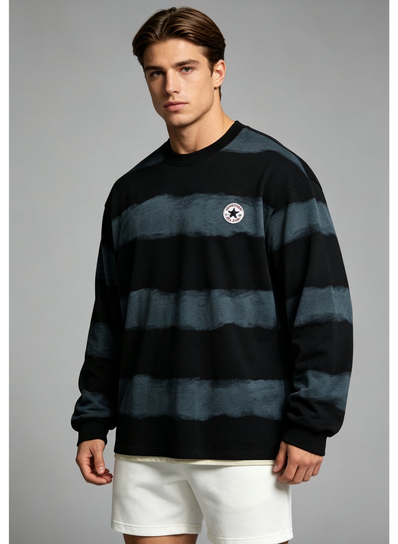 CONVERSE Men's and women's tie-dyed striped long-sleeved pullover tops - Image 5