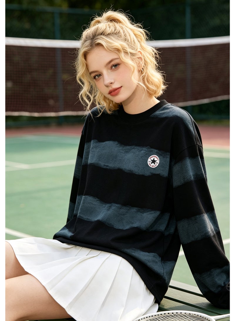 CONVERSE Men's and women's tie-dyed striped long-sleeved pullover tops - Image 2