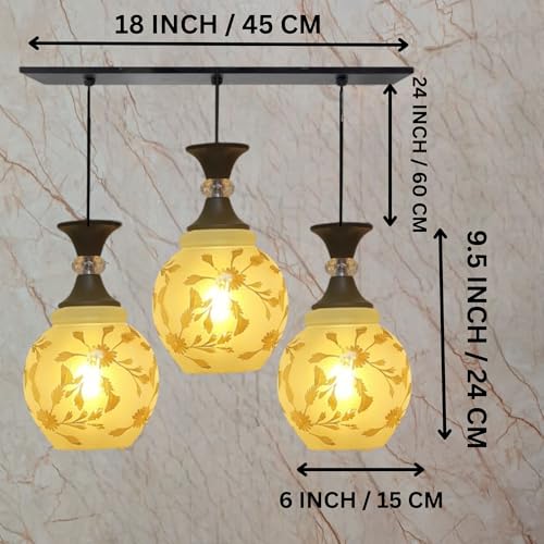 GreyWings 3, Light Glass Hanging Light Cluster for Living Room, White Floral Pendant Ceiling Lamp, Decorative Indoor Light Fixture, E27 Holder, Home Lighting. - Image 3