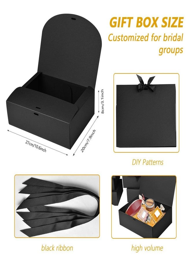 WLUSEAXI 15Pack Gift Boxes with Lids, 10.6x7.8x3.1 Inches Bridesmaid Proposal Boxes with Ribbon, Black Gift Boxes for Presents,Kraft Paper Boxes for Wedding Christmas Birthday Baby Shower Party - Image 2
