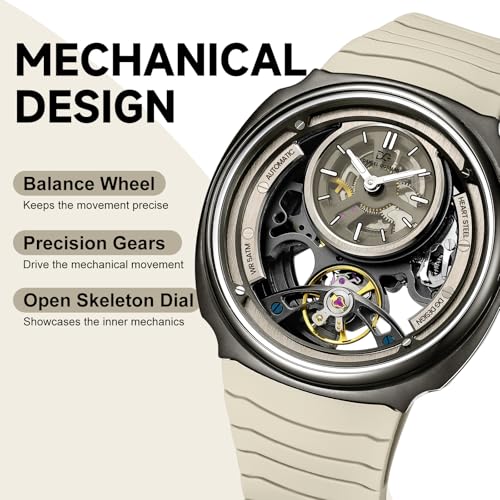 Daniel Gorman DG8127 Mens Mechanical Watch 43mm Matte Silver Automatic Luminous Dial Silicone 5ATM - Image 3