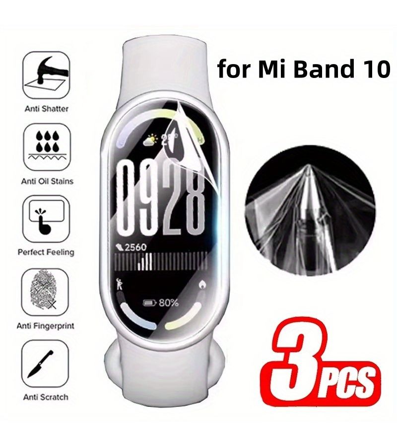 واقي شاشة من الهيدروجيل متوافق مع Xiaomi Mi Band 10 - عبوة من 3 قطع - Image 1