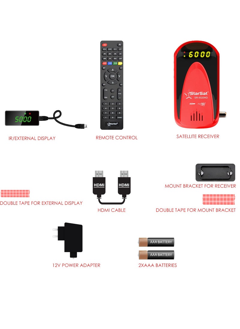 StarSat - SR-5020HD Full HD Advanced DVB-S/DVB-S2 Satellite Receiver With Wideband LNB And Multi-Language Support WiFi Not Included - Image 1