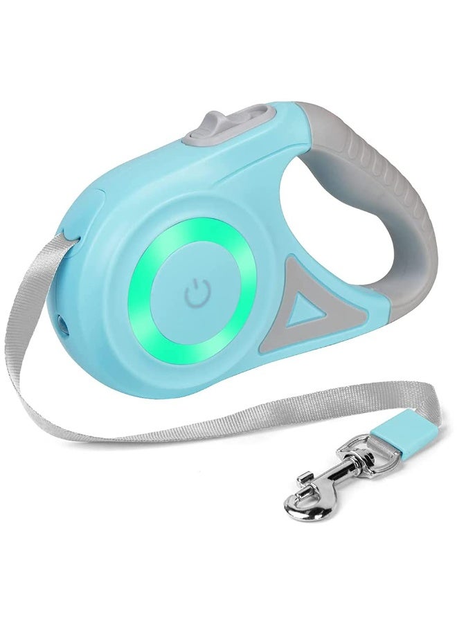 سلسلة كلاب تلقائية قابلة للسحب مضيئة باللون الأخضر مع مصباح يدوي وسلسلة أمان LED للكلاب للمشي الليلي وحرية قصوى مع مقبض مضاد للانزلاق 360° خالية من التشابك 5م/16قدم - Image 5