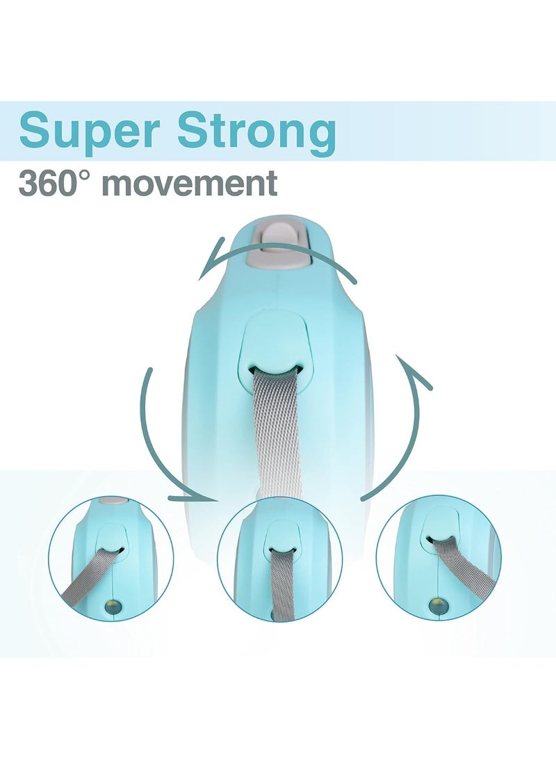 سلسلة كلاب تلقائية قابلة للسحب مضيئة باللون الأخضر مع مصباح يدوي وسلسلة أمان LED للكلاب للمشي الليلي وحرية قصوى مع مقبض مضاد للانزلاق 360° خالية من التشابك 5م/16قدم - Image 4