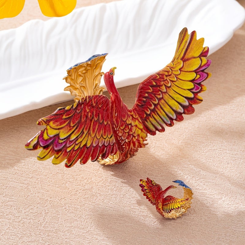 Bold Punk Eagle Design Open-Face Glossy Ring & Bracelet Set - Unique Retro Geometric Accessories - Image 5