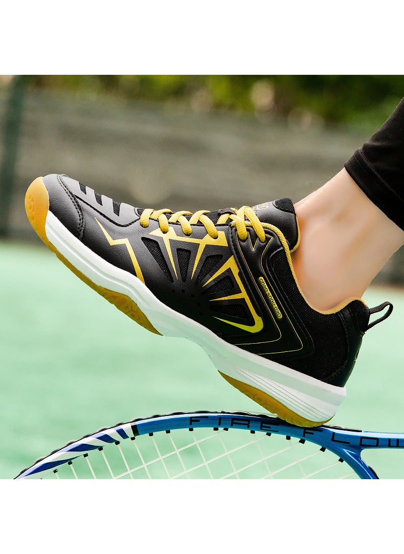 Generic Lightweight Running Badminton Shoes for Couples Men Women Outdoor Tennis Sports Shoes Rubber Upper Comfortable Running Sneakers Black-1909-standard size (badminton shoes) 