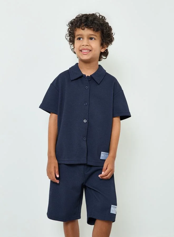 Styli Boys Waffle Knit Shirt and Shorts Set