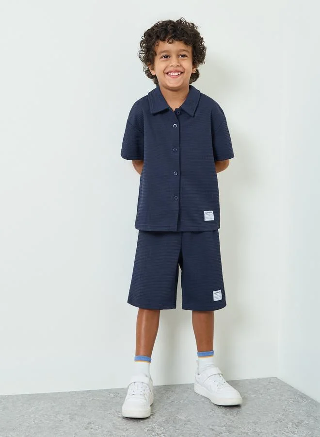 Styli Boys Waffle Knit Shirt and Shorts Set