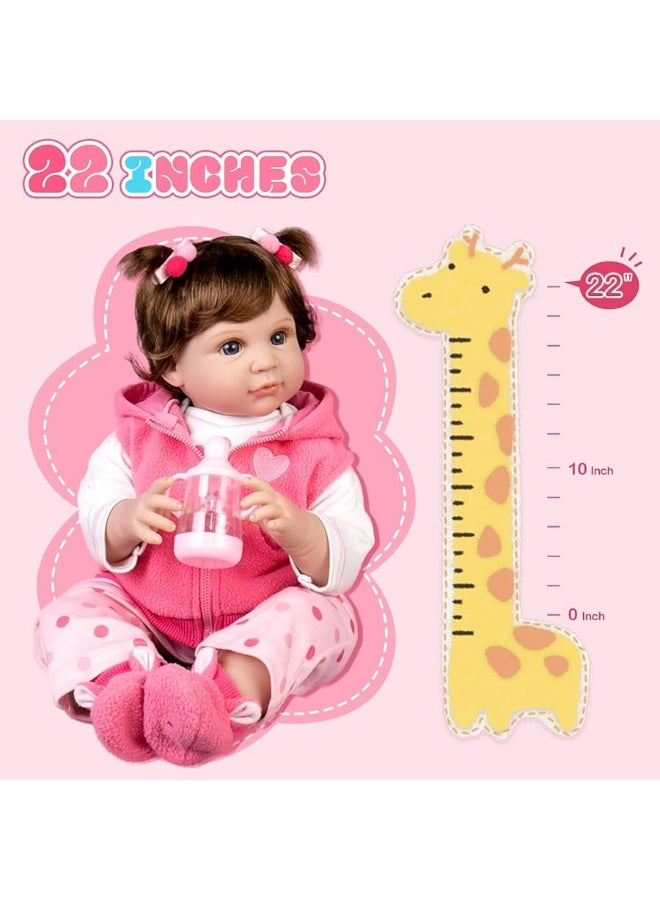 Aori Lifelike Reborn Baby Dolls - Realistic Baby Doll 22 inch Newborn Girl Doll with Feeding Toy Accessories Gift Set - Image 1