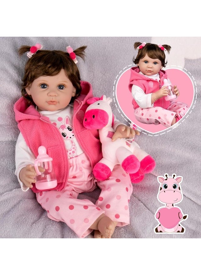 Aori Lifelike Reborn Baby Dolls - Realistic Baby Doll 22 inch Newborn Girl Doll with Feeding Toy Accessories Gift Set - Image 5