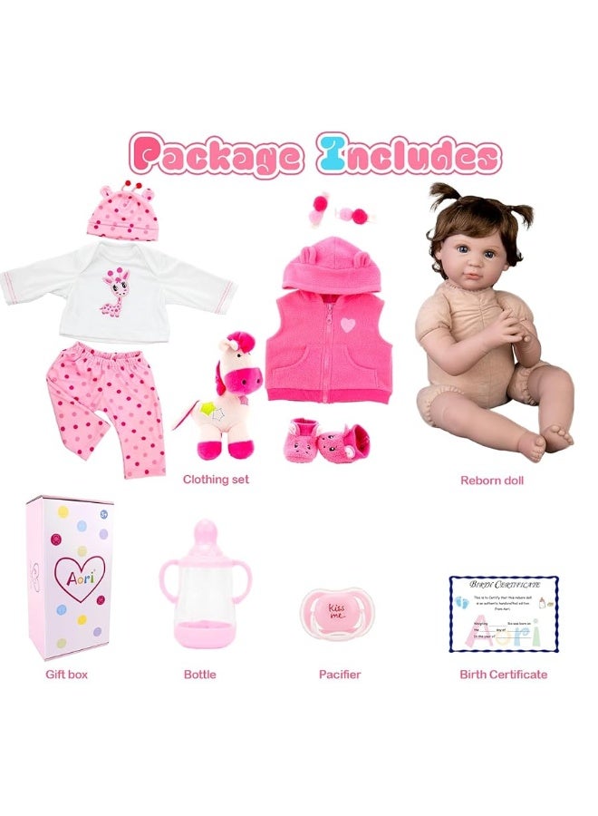 Aori Lifelike Reborn Baby Dolls - Realistic Baby Doll 22 inch Newborn Girl Doll with Feeding Toy Accessories Gift Set - Image 2