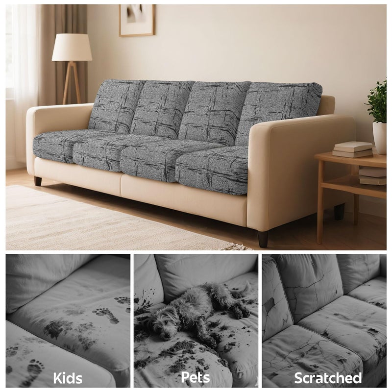 pickyNproud 8Pcs Patio Cushion Covers Stretch Outdoor Couch Cushions Slipcovers Replacement Washable Furniture Protector with Elastic Bottom Sofa Chair Seat Cover, Dark Grey - Image 5
