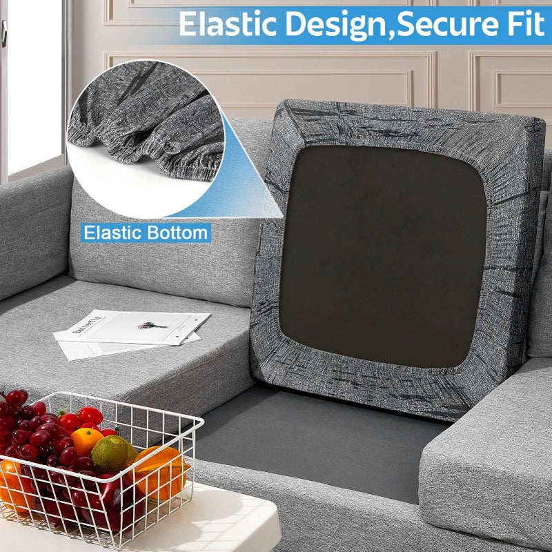 pickyNproud 8Pcs Patio Cushion Covers Stretch Outdoor Couch Cushions Slipcovers Replacement Washable Furniture Protector with Elastic Bottom Sofa Chair Seat Cover, Dark Grey - Image 3
