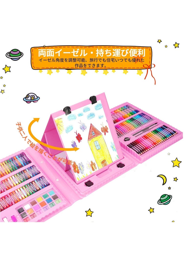 DURKU 208pcs Art Supplies Kit for Painting, Art Set Case with Trifold Easel, Creative Gift for Beginners Artists Girls Boys Kids (Pink) - Image 3