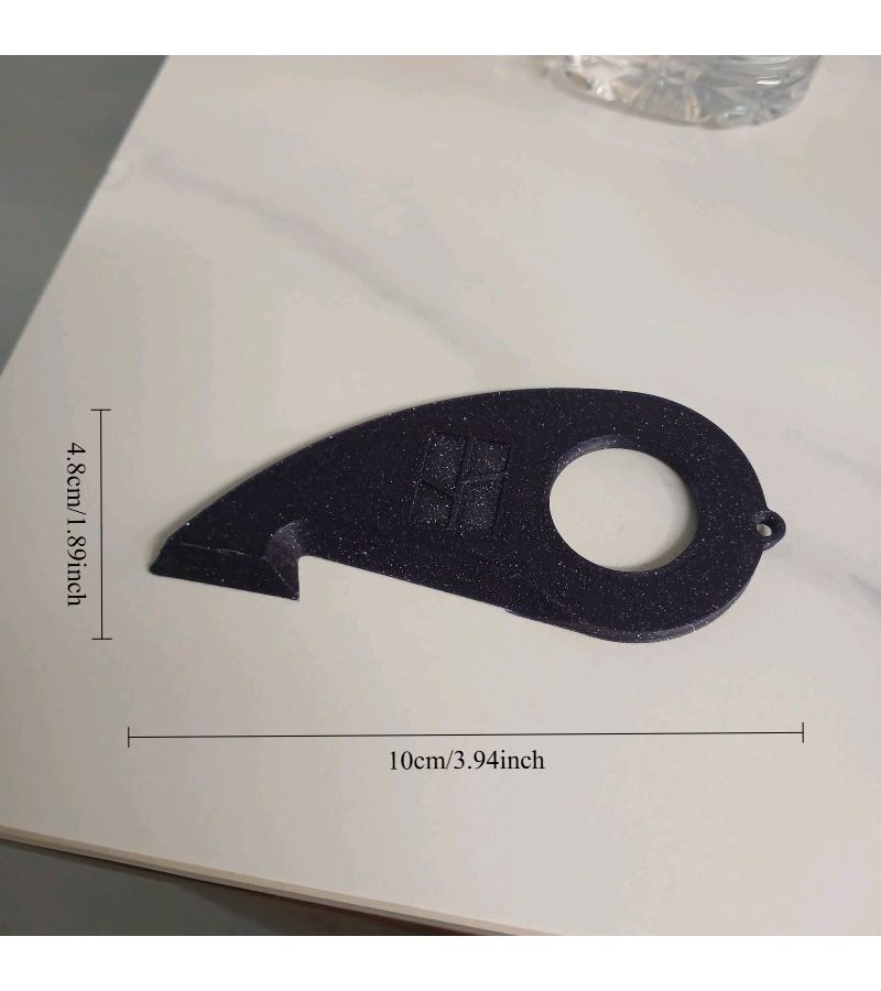Black 3D Printed Scratch Resistant Box Cutter Safety Opener Keychain Tool - Image 1