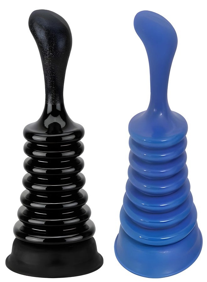 Bexter Mini Sink Plunger 2 Pack (Blue & Black), Powerful Bellows Clog Remover, Commercial Style Plumbing Tool for Kitchen & Bathroom Drains, Compact for Sink, Bathtub & Shower - Image 1