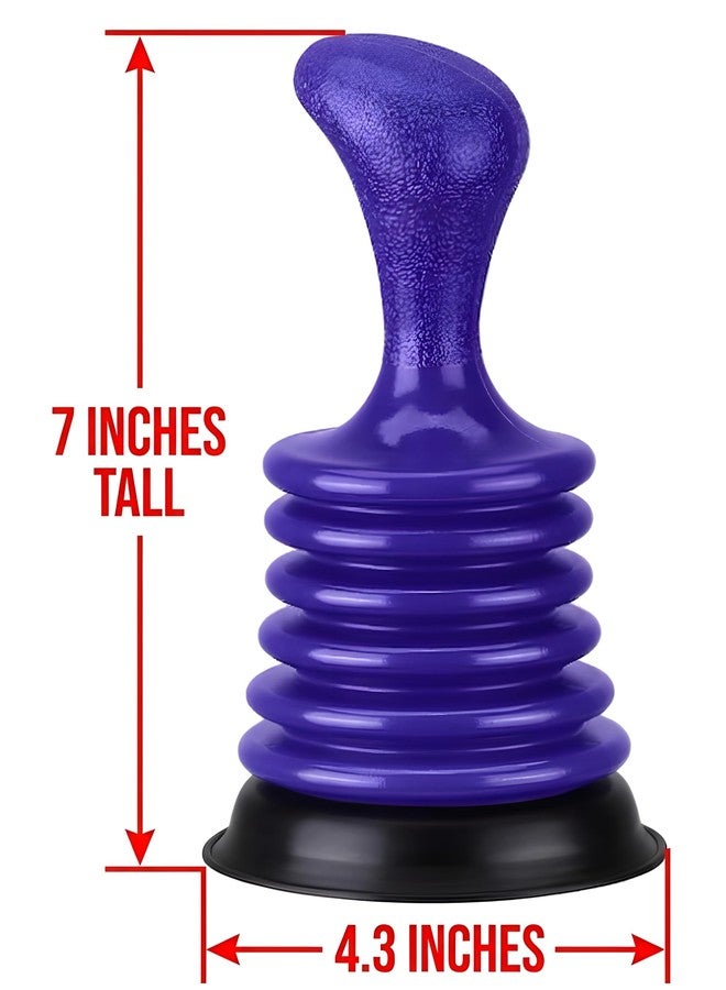 Bexter Mini Sink Plunger 2 Pack (Blue & Black), Powerful Bellows Clog Remover, Commercial Style Plumbing Tool for Kitchen & Bathroom Drains, Compact for Sink, Bathtub & Shower - Image 2
