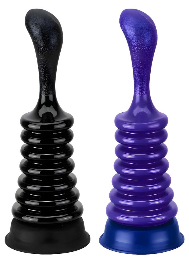 Bexter Mini Sink Plunger 2 Pack (Blue & Black), Powerful Bellows Clog Remover, Commercial Style Plumbing Tool for Kitchen & Bathroom Drains, Compact for Sink, Bathtub & Shower - Image 3