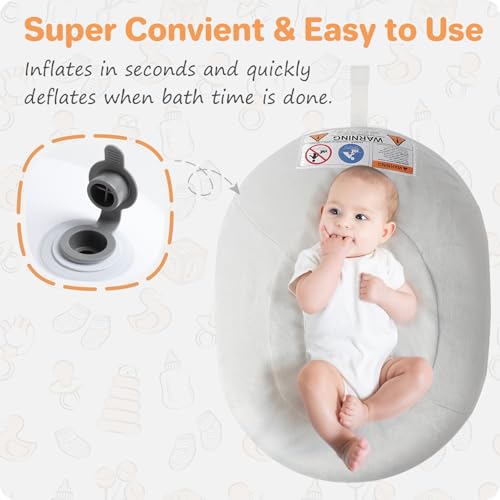 NICEMER Inflatable Baby Bathtub NICEMER Infant Bathtub Sink Bather Includes Microfleece Cover 2in1 Detachable Swaddle Wings and Storage Bag Present for 06 Months Newborns Portable Home Travel - Image 3