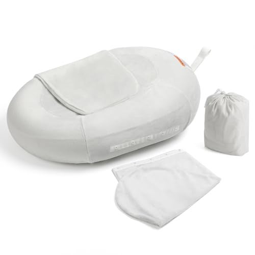 NICEMER Inflatable Baby Bathtub NICEMER Infant Bathtub Sink Bather Includes Microfleece Cover 2in1 Detachable Swaddle Wings and Storage Bag Present for 06 Months Newborns Portable Home Travel - Image 1