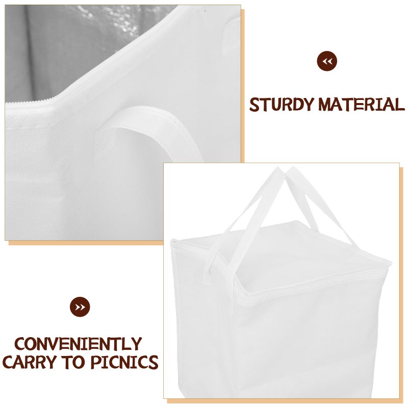 2pcs Insulated Food Bag Reusable Pizza Grocery Shopping Bag with Zipper Beach Thermal Picnic Basket Heat Preservation Cooler Carrying Tote for BBQ Hotpot Seafood - Image 5