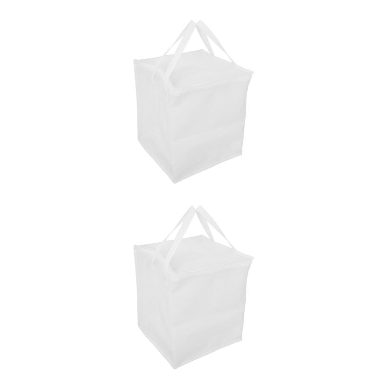 2pcs Insulated Food Bag Reusable Pizza Grocery Shopping Bag with Zipper Beach Thermal Picnic Basket Heat Preservation Cooler Carrying Tote for BBQ Hotpot Seafood - Image 1