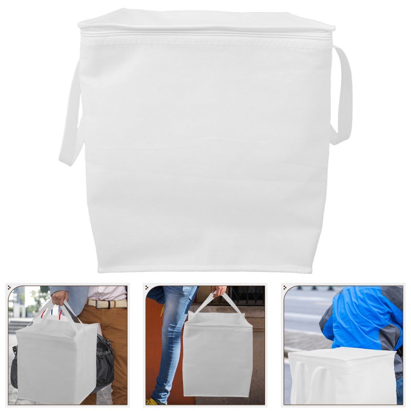 2pcs Insulated Food Bag Reusable Pizza Grocery Shopping Bag with Zipper Beach Thermal Picnic Basket Heat Preservation Cooler Carrying Tote for BBQ Hotpot Seafood - Image 2