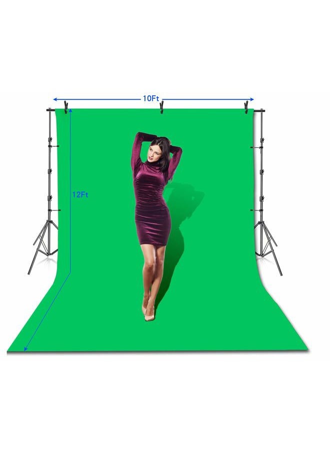 SLOW DOLPHIN Photo Video Studio 10 x12ft 100% Cotton Muslin Chromakey Green Screen Backdrop with 10 x 10ft Stand Photography Background Support System Kit Clamp, Carry Bag  - Image 2