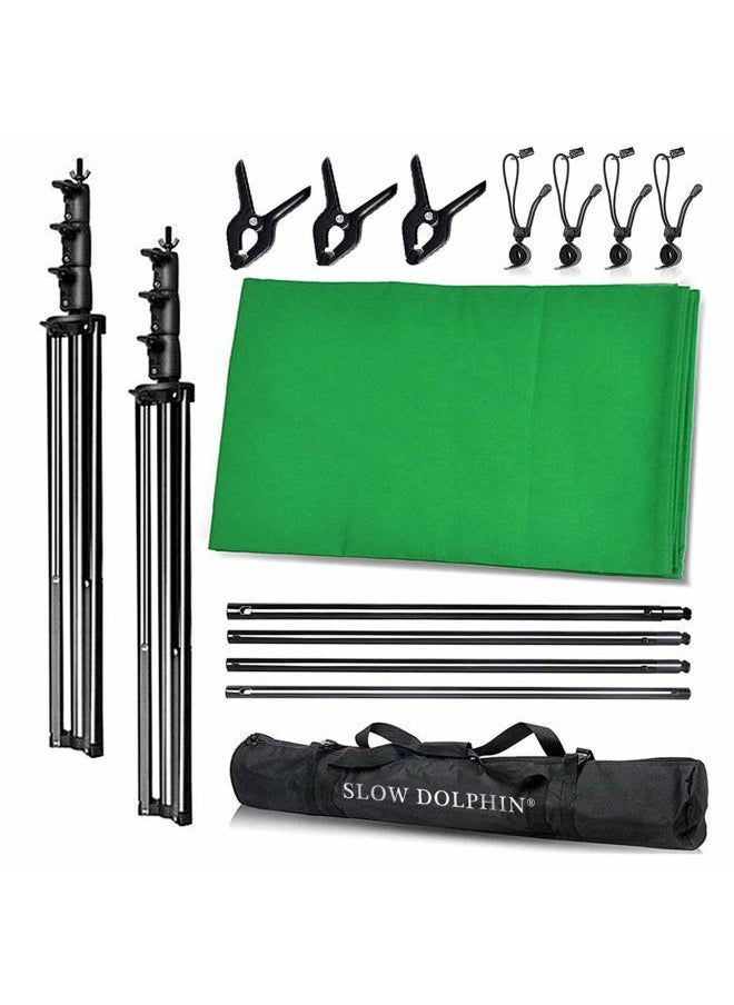 SLOW DOLPHIN Photo Video Studio 10 x12ft 100% Cotton Muslin Chromakey Green Screen Backdrop with 10 x 10ft Stand Photography Background Support System Kit Clamp, Carry Bag  - Image 4