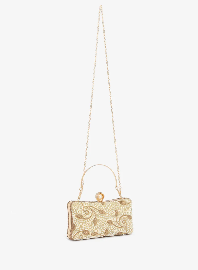 Khizana Pearl And Rhinestone Embellished Clutch