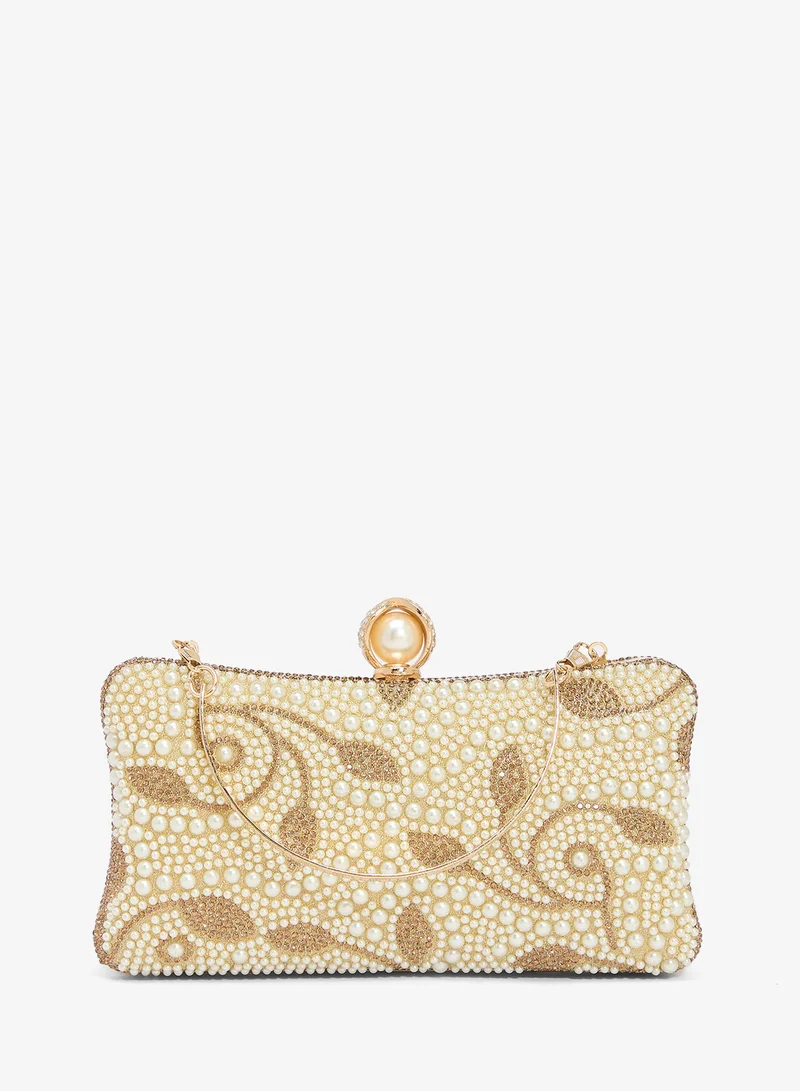 Khizana Pearl And Rhinestone Embellished Clutch