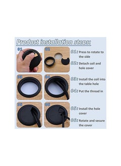 PROMASS promass 60mm 2.4-inch Desk Circular Cable Cable Ring, Desk Port Hole Cover, Computer Desk Cord Organizer for Home Office (Black, 4-Pack)  - Image 3