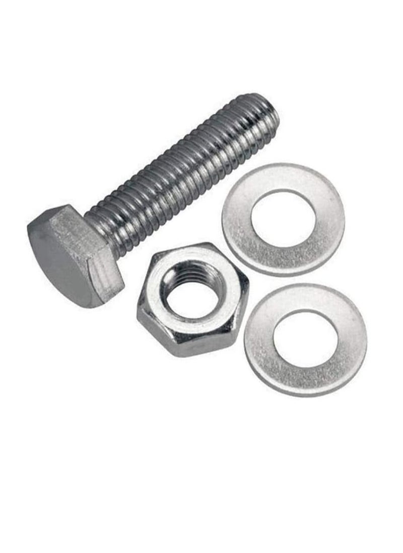 Generic - 12 pcs Hex Head Screw Bolts Nuts & Washers Fully Thread GI Plain Finish Bolt Set 8, 50MM - Image 1