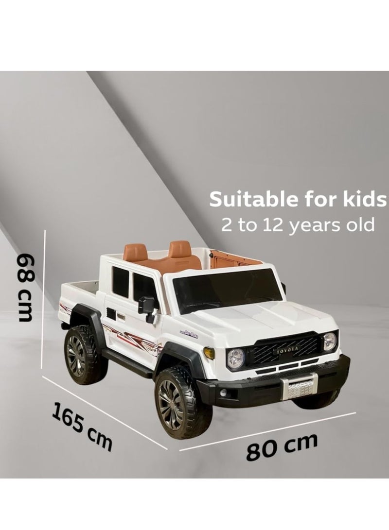 TOYOTA Electric Car Land Cruiser Pickup For Kids, Kids Cars to Drive, LED Lights, Music, Bluetooth, Ride On Car With 12V Battery, 4 Big Motors Car With Remote Control, Toyota Vehicle For Boys (White) - Image 2