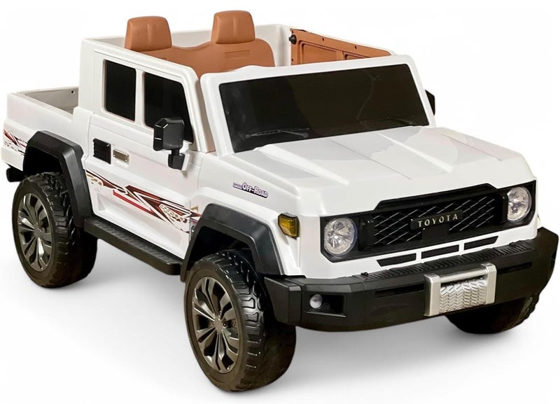 TOYOTA Electric Car Land Cruiser Pickup For Kids, Kids Cars to Drive, LED Lights, Music, Bluetooth, Ride On Car With 12V Battery, 4 Big Motors Car With Remote Control, Toyota Vehicle For Boys (White) - Image 1