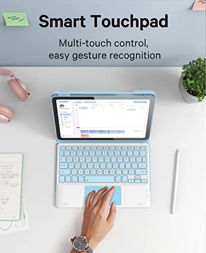 GreenLaw Keyboard Case for iPad 11th Generation(A16,2025) / 10th Generation(2022), Stain-Resistant Cover, 7 Color Backlit, Detachable Keyboard Case with Touchpad and Pencil Holder, Sky Blue - Image 5
