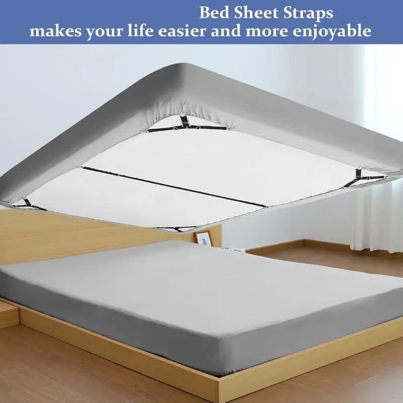TERXA Triangle Bed Sheet Fixer | Adjustable Elastic Bed Sheet Straps with Metal Clips | Secure & Easy Installation | Prevents Sliding & Wrinkles | Bedding Accessories (Pack of 4 PCs,Multicolor) - Image 5