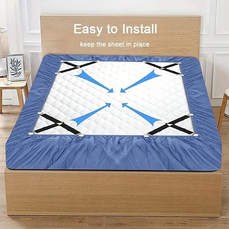 TERXA Triangle Bed Sheet Fixer | Adjustable Elastic Bed Sheet Straps with Metal Clips | Secure & Easy Installation | Prevents Sliding & Wrinkles | Bedding Accessories (Pack of 4 PCs,Multicolor) - Image 2