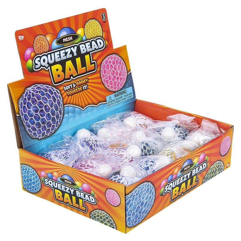 Rhode Island Novelty Mozlly Multi-Colored Mesh Balls Squeezy Bead Soft & Gooey Stress, Anxiety, Tension Reliever Hand Muscle Therapy Bouncy Squishy Stressball Sensory Toy Party Favor Game Prizes- 2.75", Assorted 6pcs/Set - Image 3