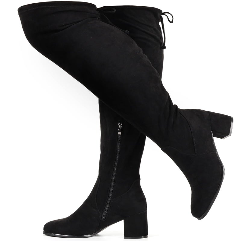 Vipost 2.5-inch Wide Calf Wide Width Thigh High Boots, Suede over the Knee Boots for Women, Plus Size Chunky â€‹â€‹Block Heel Round Toe Fall Boots with Side Zipper, Fall Winter Fashion 2025 - Image 1