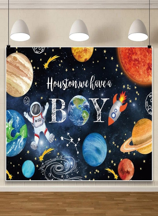 خلفية "لدينا ولد" من هيوستن، قماشية، مقاس 6×4 قدم، خلفيات لحفلات استقبال المولود الجديد، مستوحاة من الفضاء الخارجي، ديكورات لحفلات استقبال المولود الجديد، رواد فضاء، كواكب، صواريخ، خلفية لحفلات الكون - Image 2