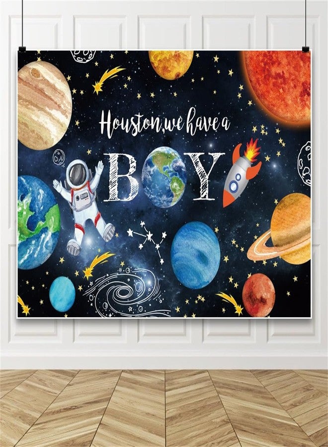 خلفية "لدينا ولد" من هيوستن، قماشية، مقاس 6×4 قدم، خلفيات لحفلات استقبال المولود الجديد، مستوحاة من الفضاء الخارجي، ديكورات لحفلات استقبال المولود الجديد، رواد فضاء، كواكب، صواريخ، خلفية لحفلات الكون - Image 4