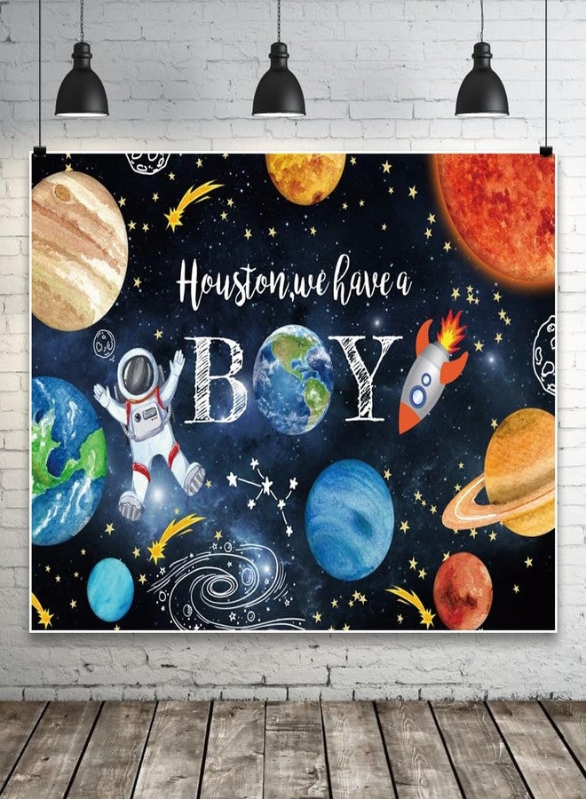 خلفية "لدينا ولد" من هيوستن، قماشية، مقاس 6×4 قدم، خلفيات لحفلات استقبال المولود الجديد، مستوحاة من الفضاء الخارجي، ديكورات لحفلات استقبال المولود الجديد، رواد فضاء، كواكب، صواريخ، خلفية لحفلات الكون - Image 3